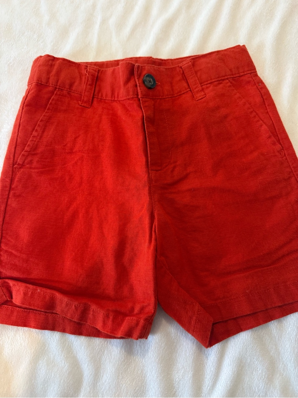 Janie and Jack Red Linen Boys Shorts